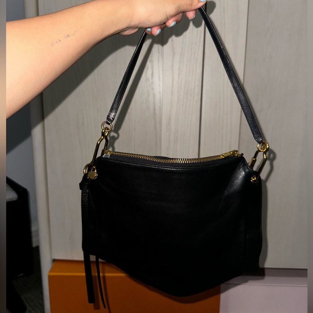 Sergio Rossi Black Lambskin Handbag with GHW